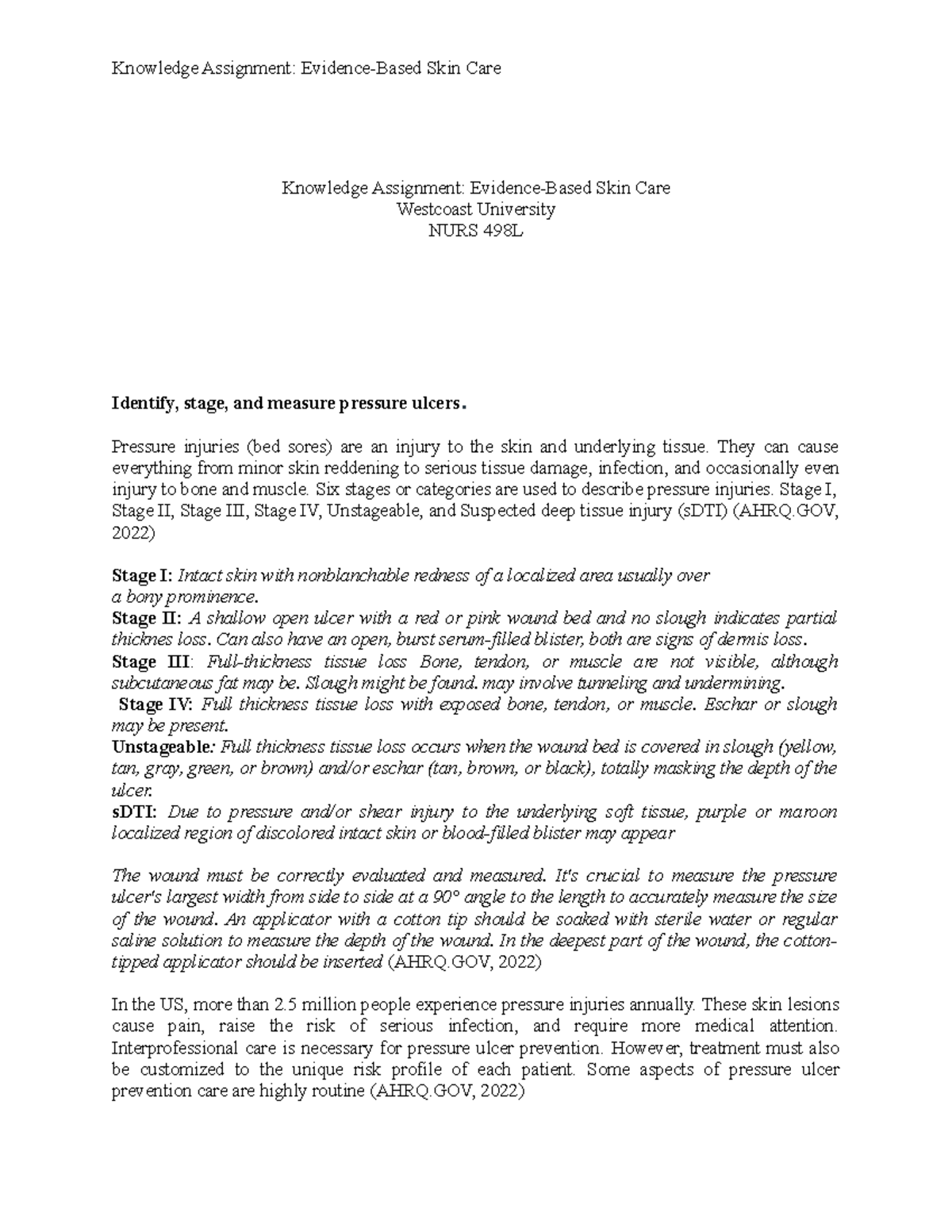 Week4 Based Skin Care Knowledge Assignment EvidenceBased Skin Care Knowledge Assignment