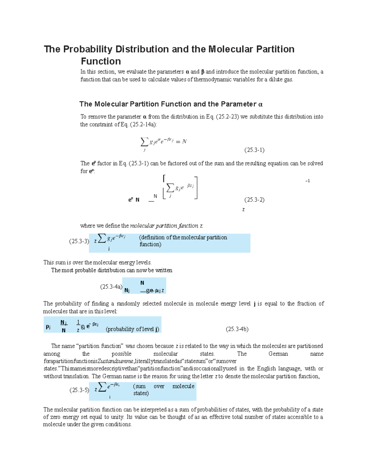 The Probability Distribution and the Molecular Partition Function - pj ...