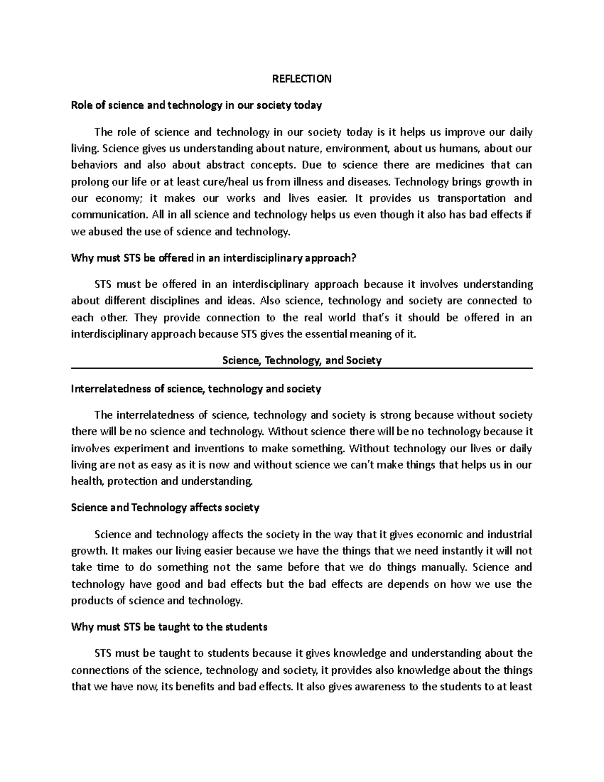 science and technology in society essay