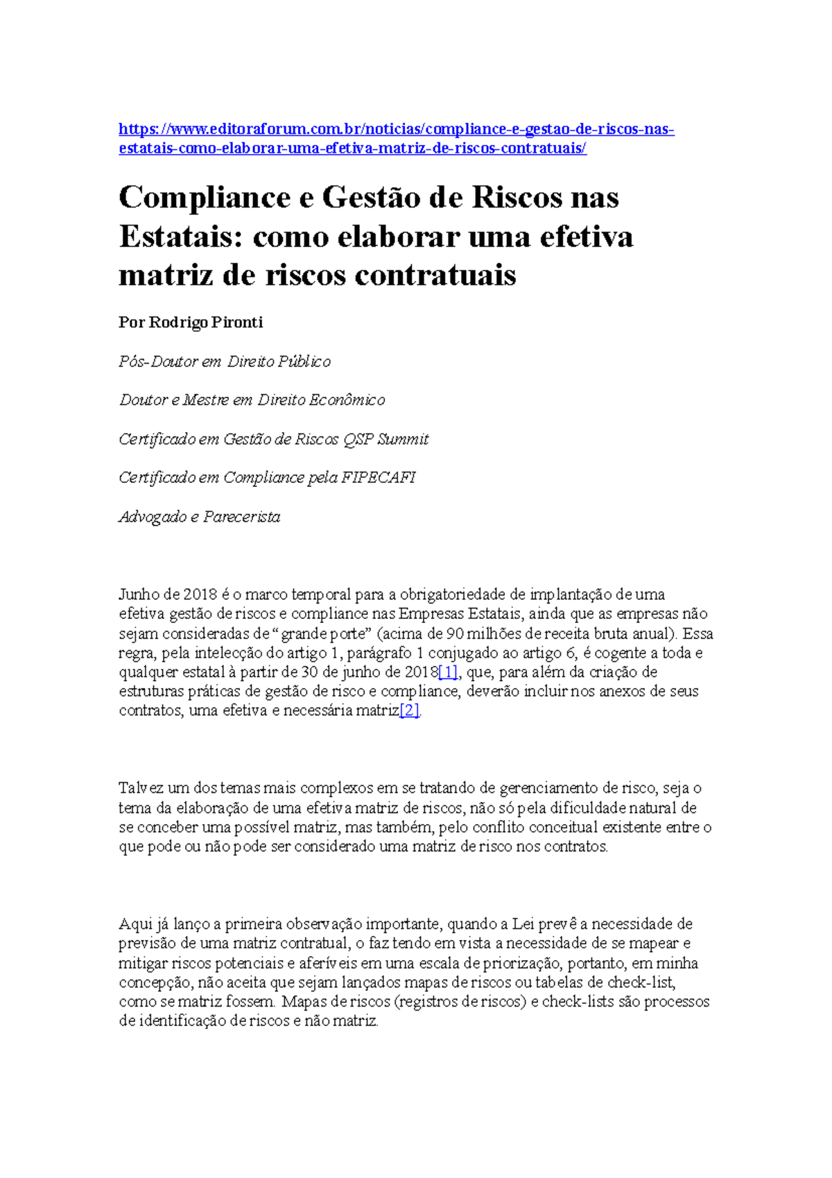 Compliance e gestão de riscos em empresas estatais - - Studocu