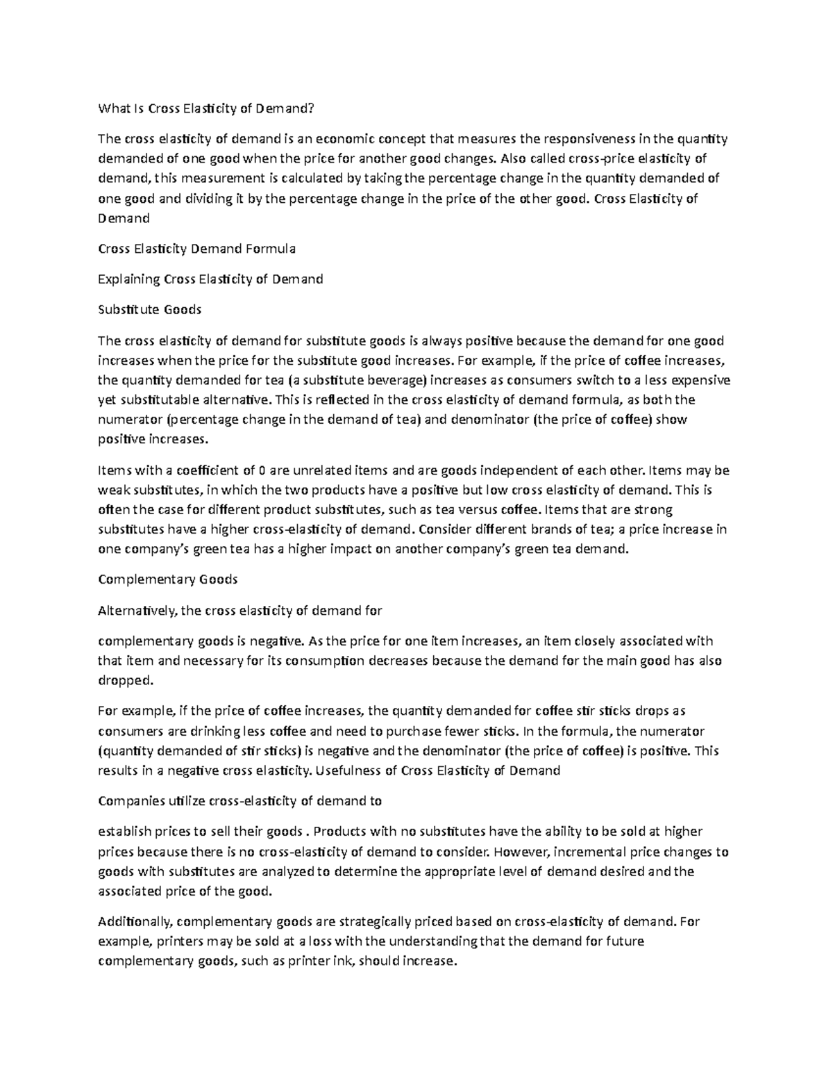 003 cross price elasticity of demand - What Is Cross Elasticity of ...