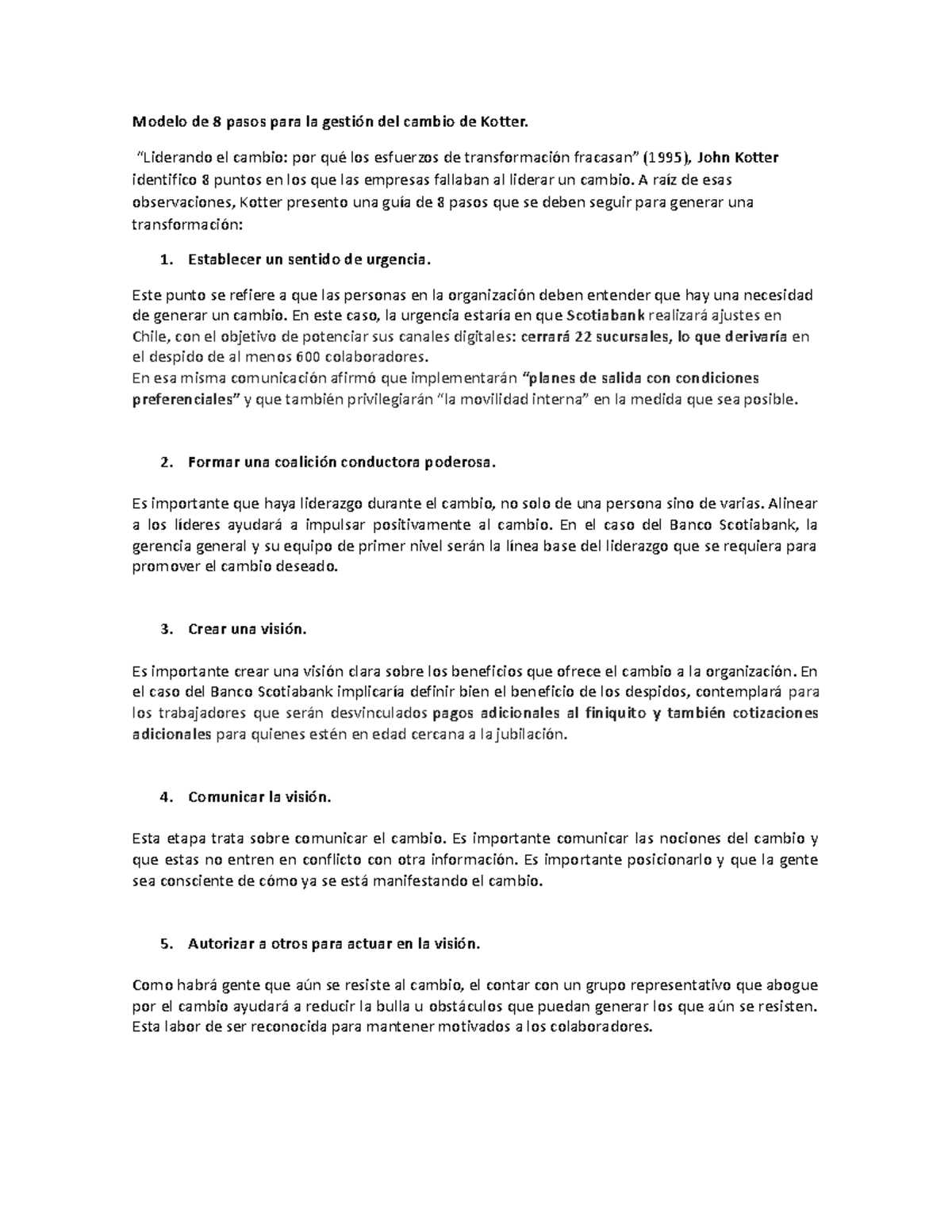 Modelo de 8 pasos para la gestión del cambio de Kotter - “Liderando el ...
