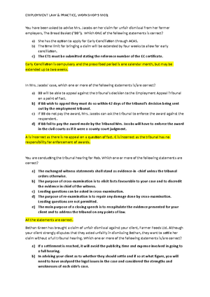 EL Chapter 4 - LPC: EMPLOYMENT LAW CHAPTER 4 EMPLOYMENT LAW CHAPTER 4 ...