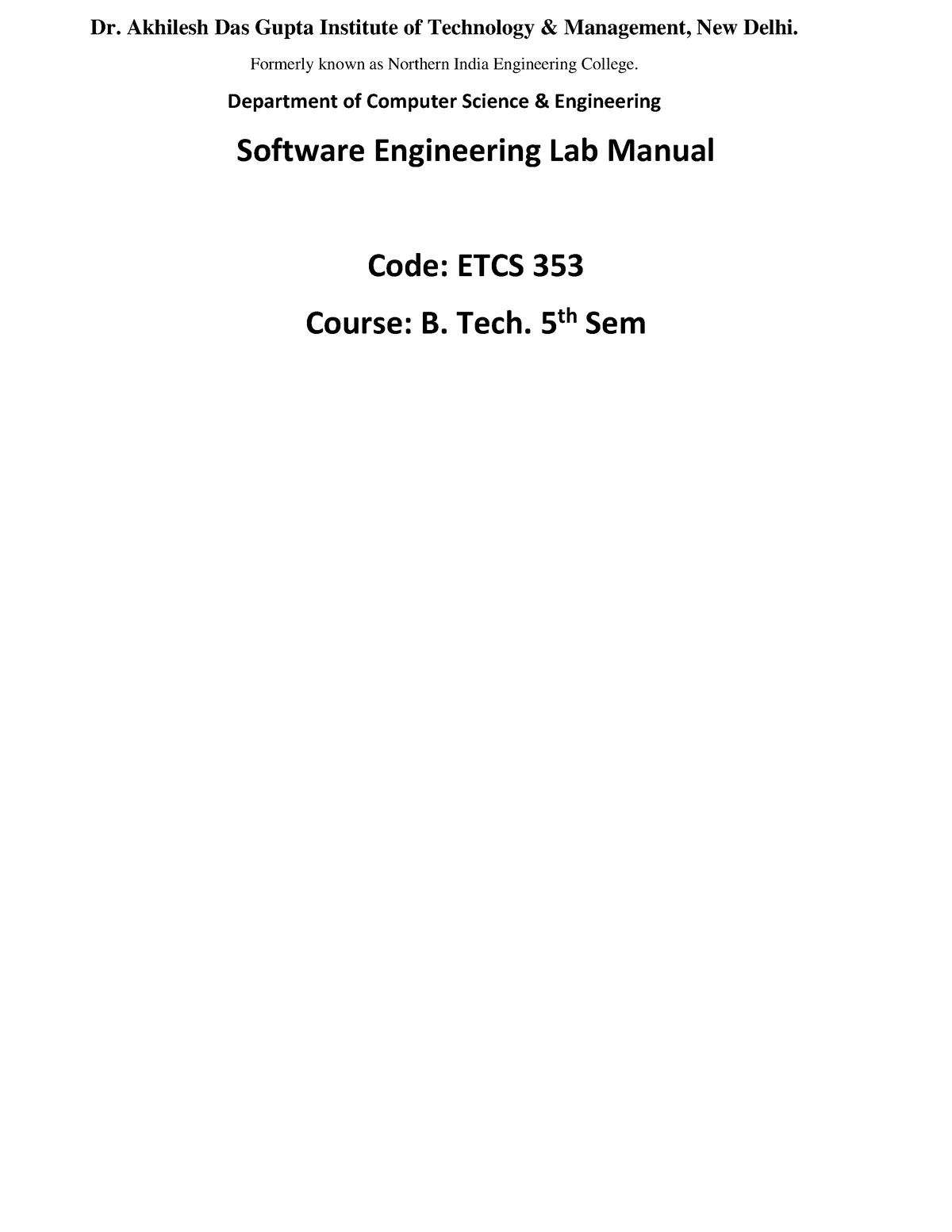 Software Engg Lab Manual - Formerly known as Northern India Engineering ...