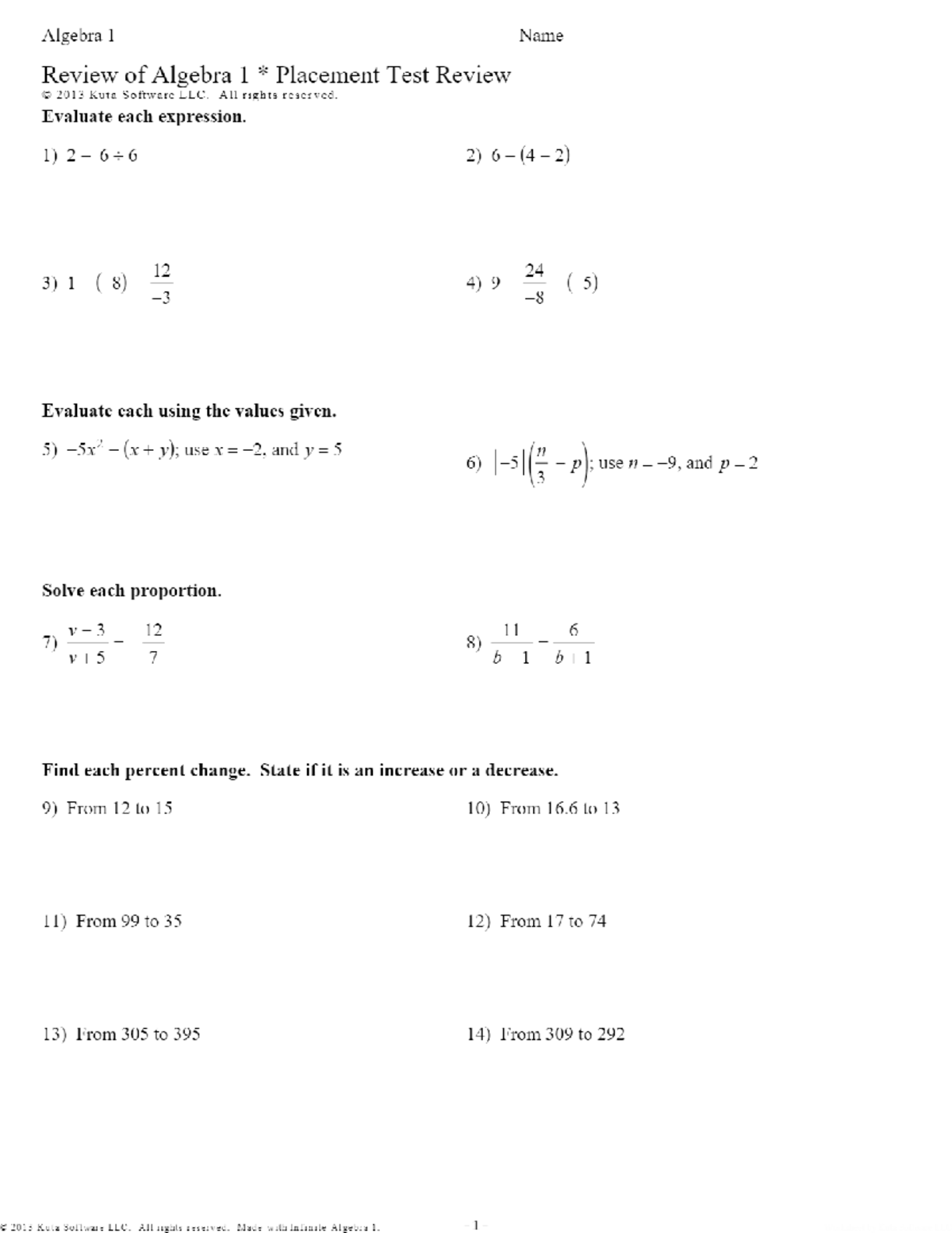 Algebra Review Packet - MATH-121-46479 - Studocu