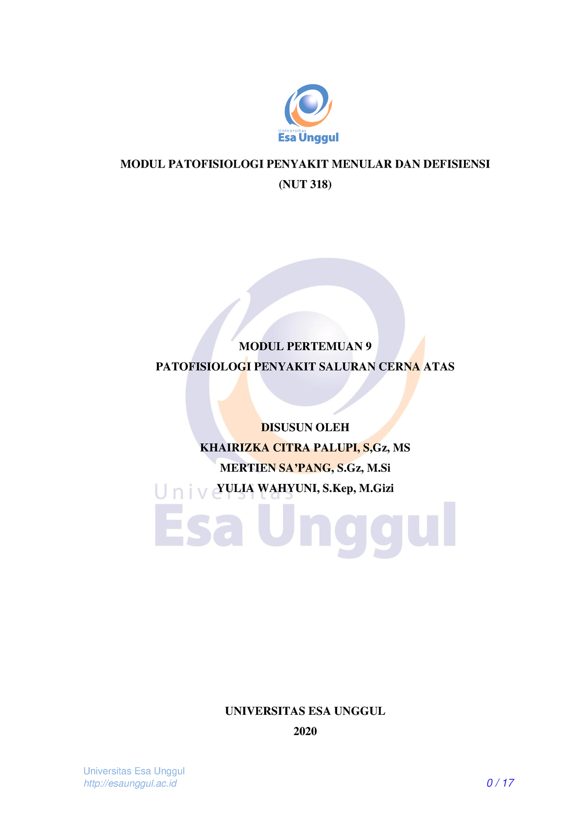 Pert 9. Patofisiologi Penyakit Saluran Cerna Atas - Universitas Esa ...