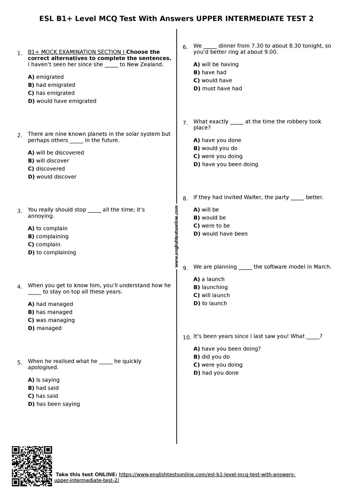 683 esl-b1-level-mcq-test-with-answers-upper-intermediate-test-2 ...