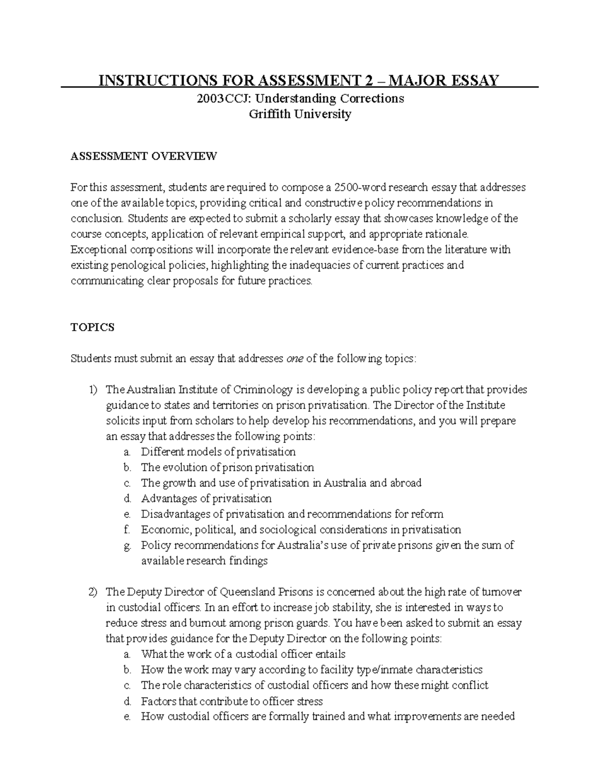 CCJ23 - Understanding Corrections - Assessment 2 Instructions ...