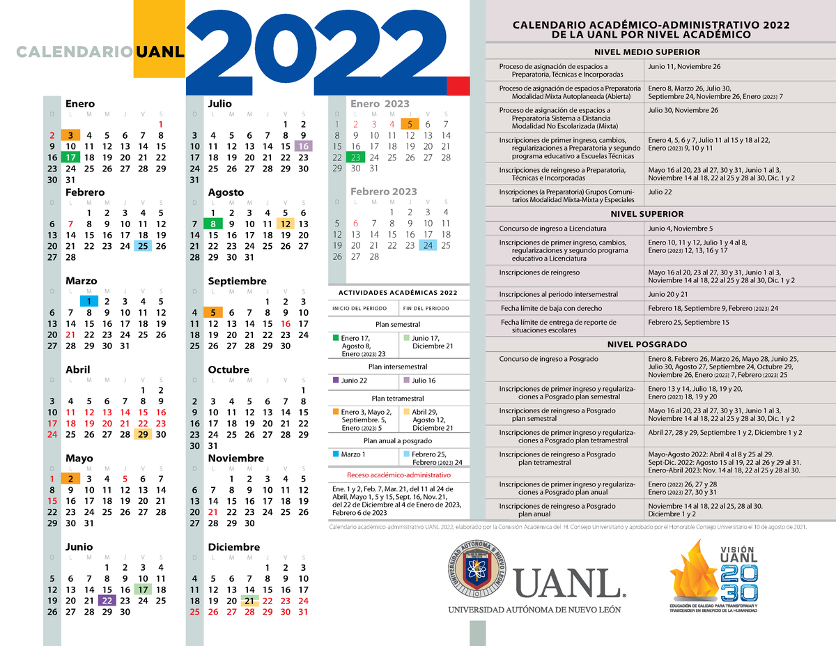 Calendariouanl202223webfinal Universitaria UANL Studocu