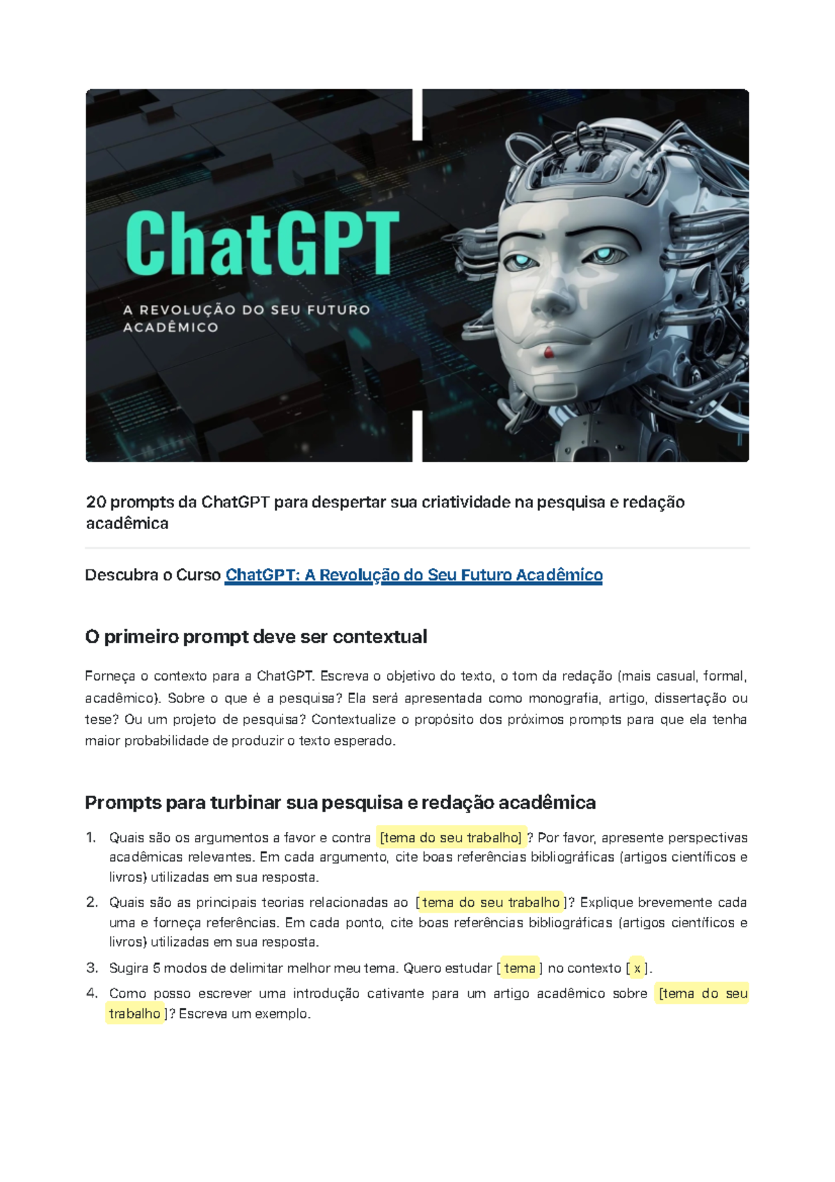 20 prompts da Chat GPT para despertar sua criatividade na pesquisa e ...