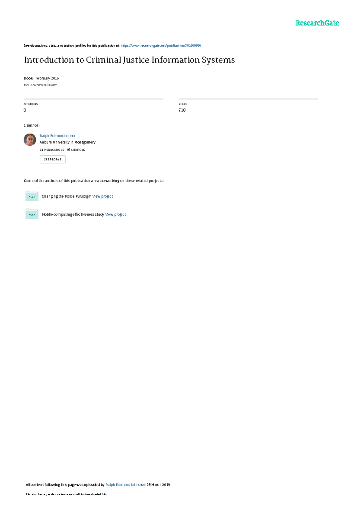 Introduction to Criminal Justice Information Syste - See discussions ...