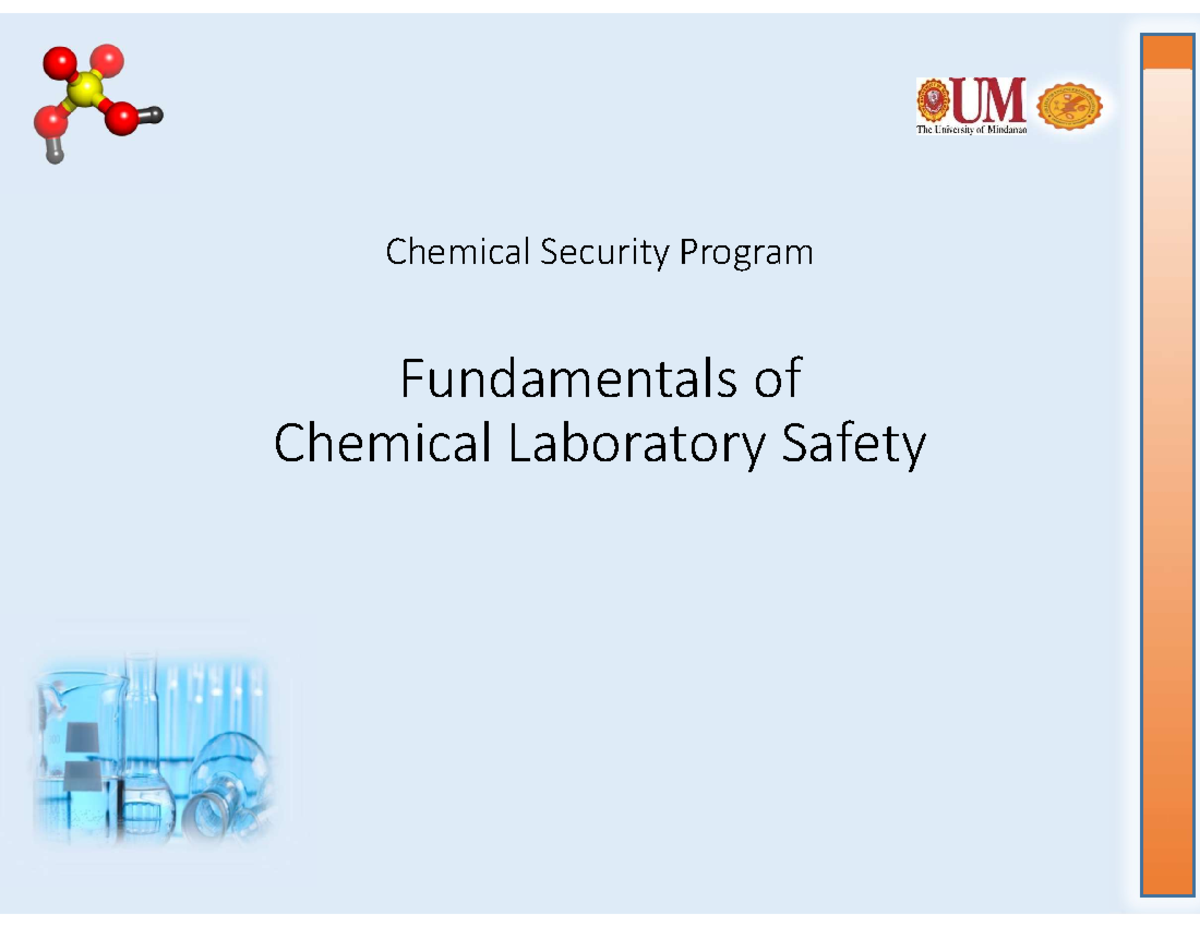 (1) Fundamentalsof Laboratory Safety Chemical Security Program