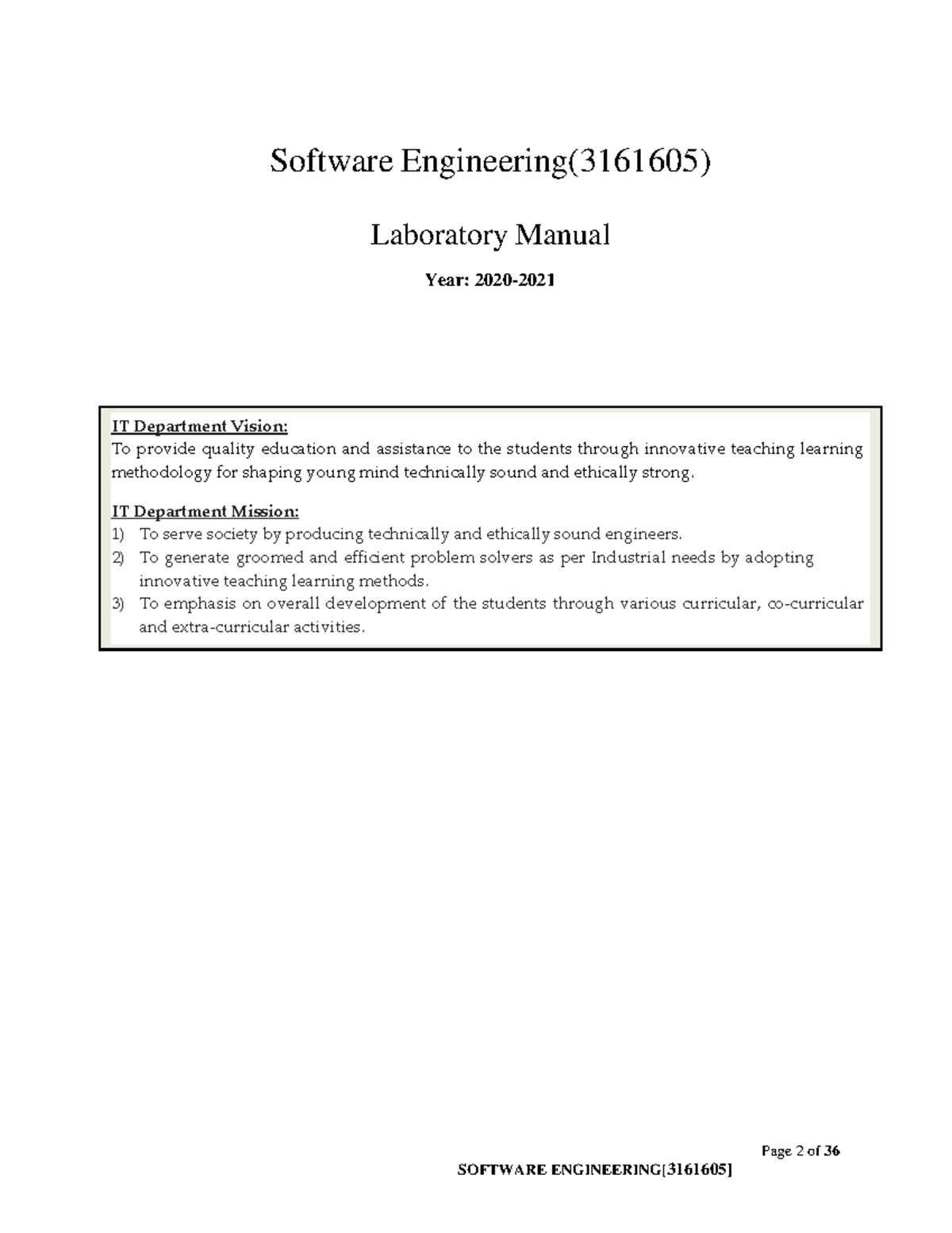 Lab Manual Software Engineering