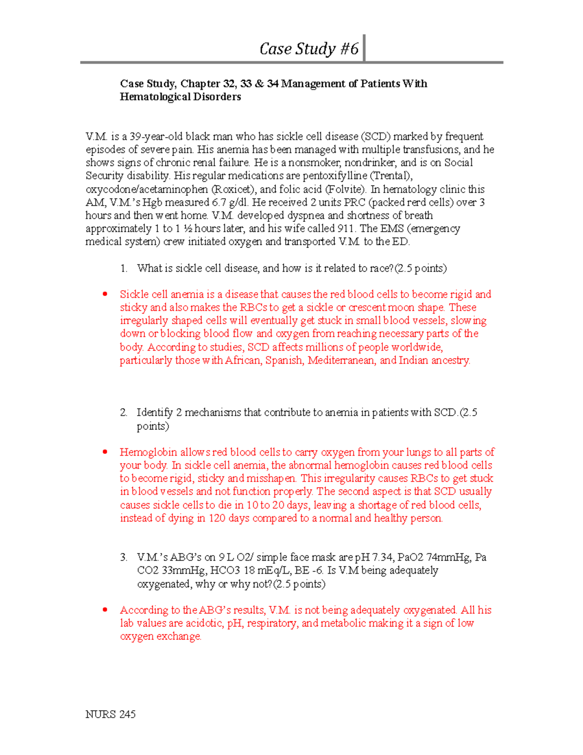 hematology case study with answers