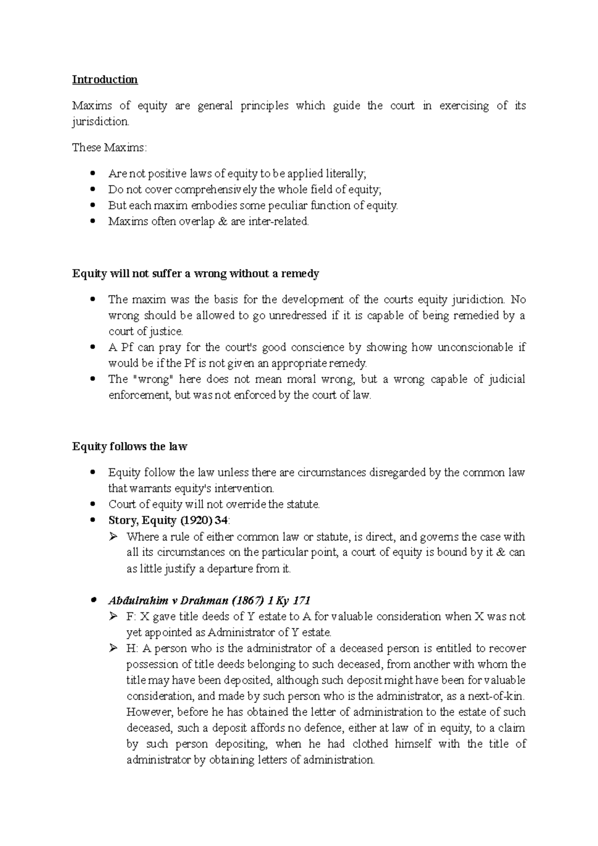 1) Maxim - Introduction Maxims of equity are general principles which ...