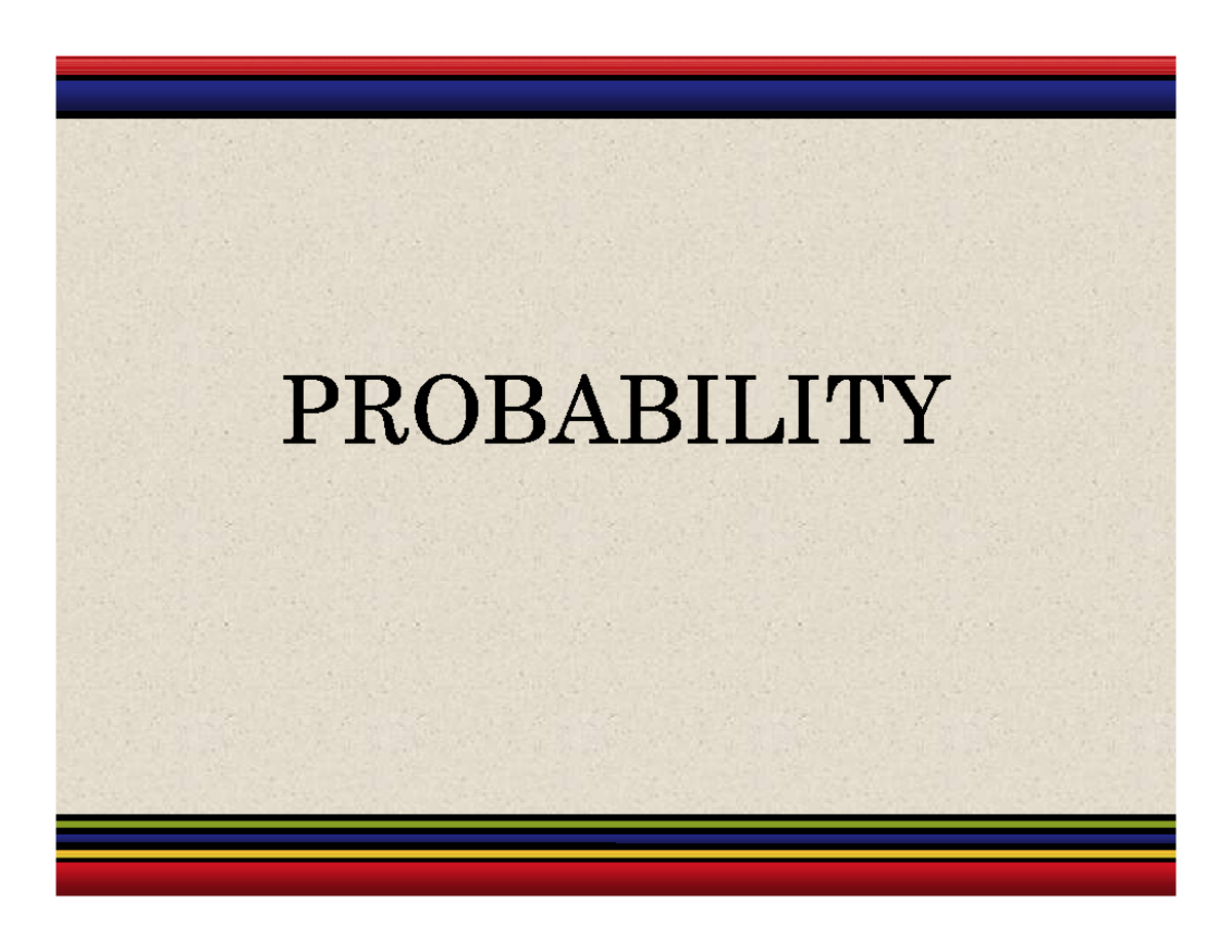 Probability-Powerpoint - PROBABILITY Basic Concepts of Probability ...