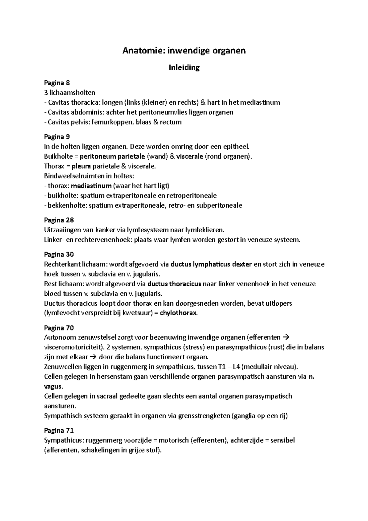 Anatomie Samenvatting - Anatomie: Inwendige Organen Inleiding Pagina 8 ...