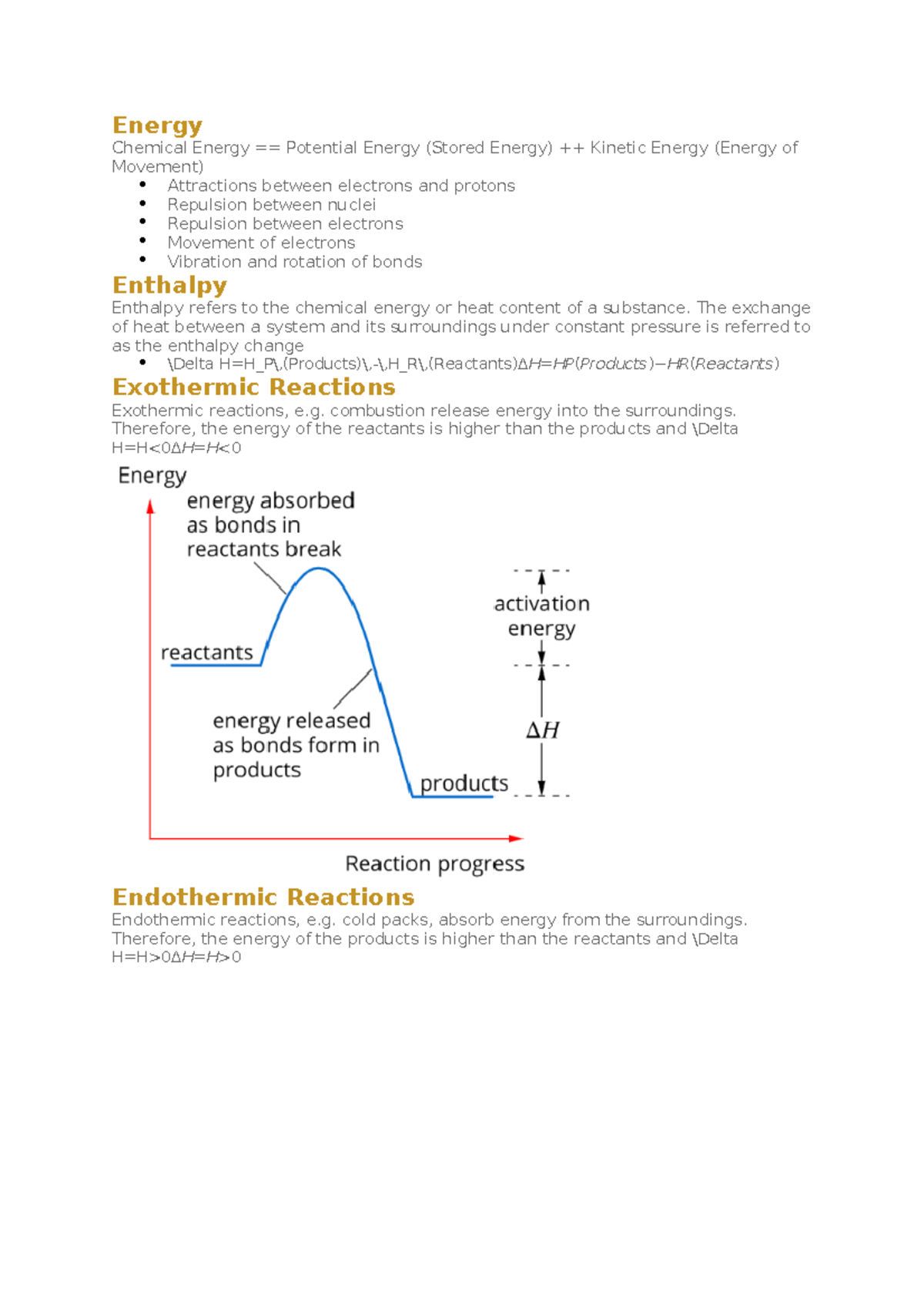 Energy from fuels week 2 Energy Chemical Energy == Potential Energy