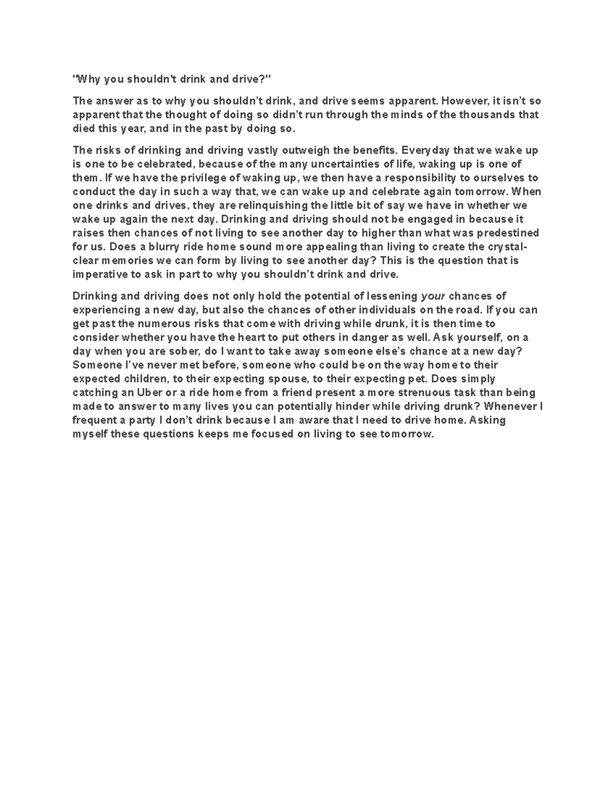 Why you shouldn't you drink and drive "Why you shouldn't drink and drive?" The answer as Studocu