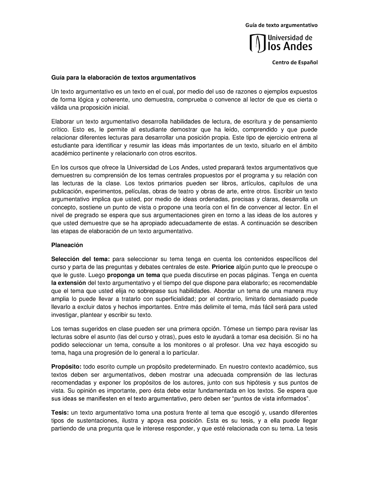 Ensayo Argumentativo Centro De Espa Ol Gu A Para La Elaboraci N De Textos Argumentativos