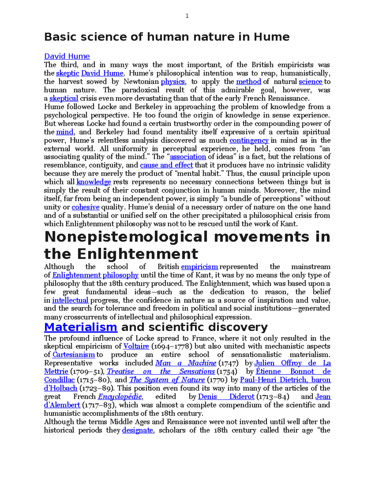 Hume dasdd Basic science of human nature in Hume David Hume The