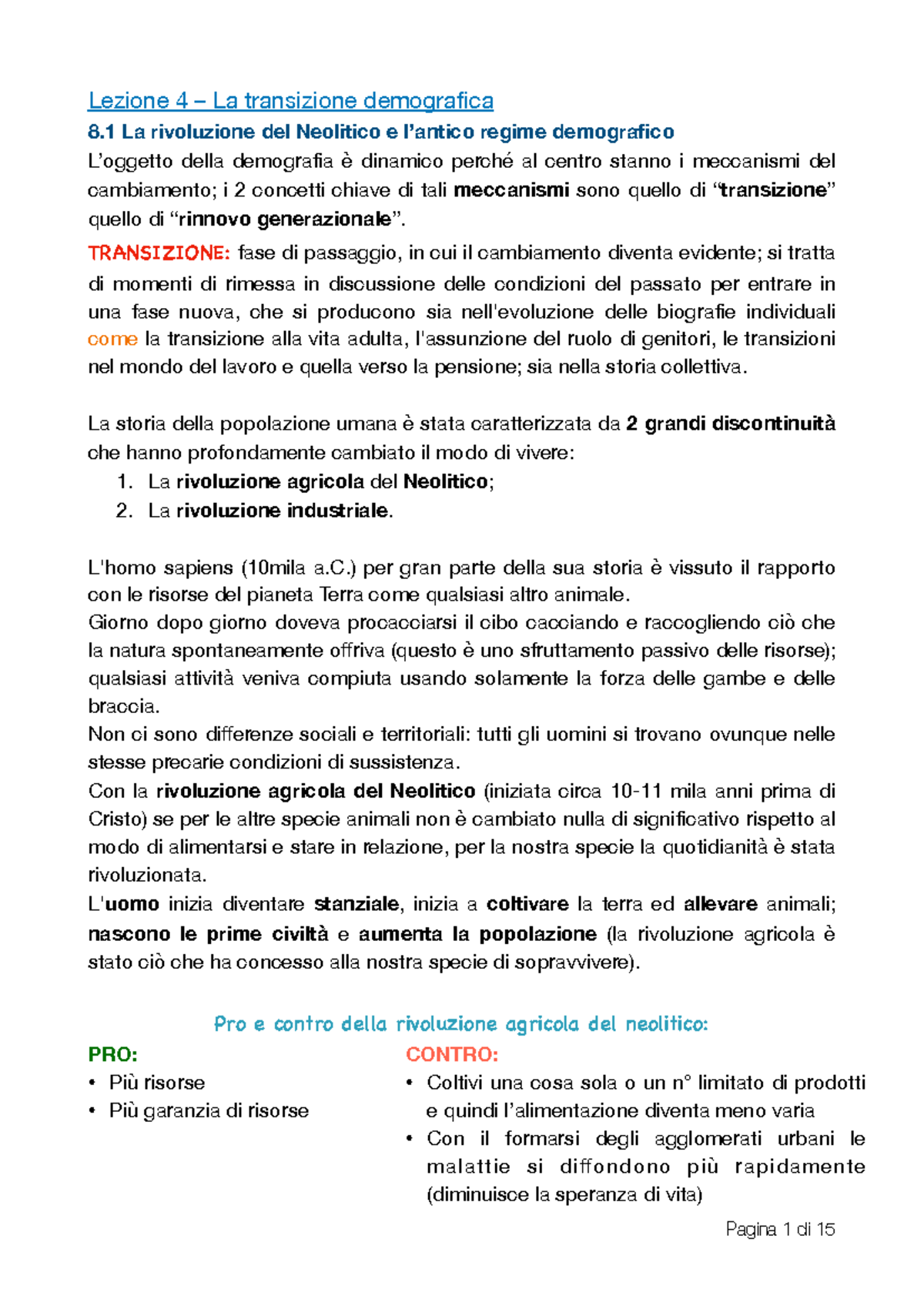 LEZ 4 – La transizione demografica - Lezione 4 – La transizione ...