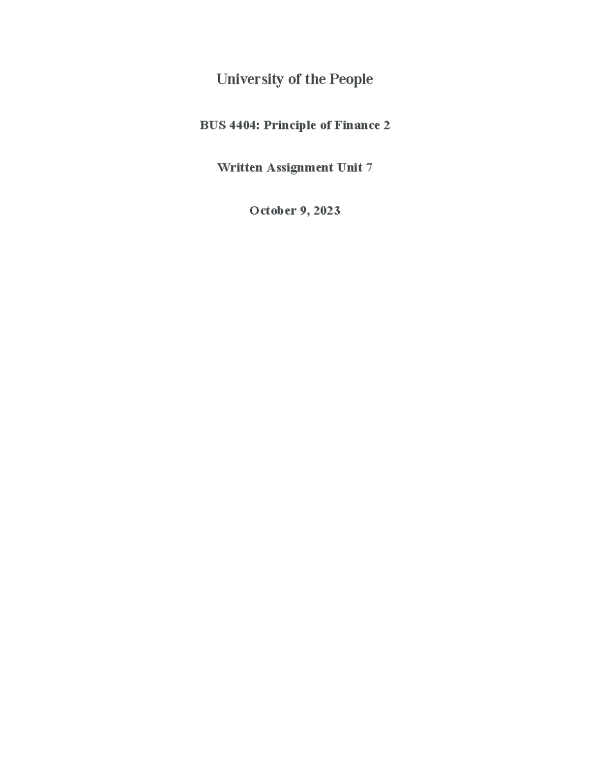 Bus 4404 Wau7 Bus 4404 Written Assignment Unit 7 University Of The People Bus 4404 Bus 4404 Wau7 Bus 4404 Written Assignment Unit 7 University Of The People Bus 4404
