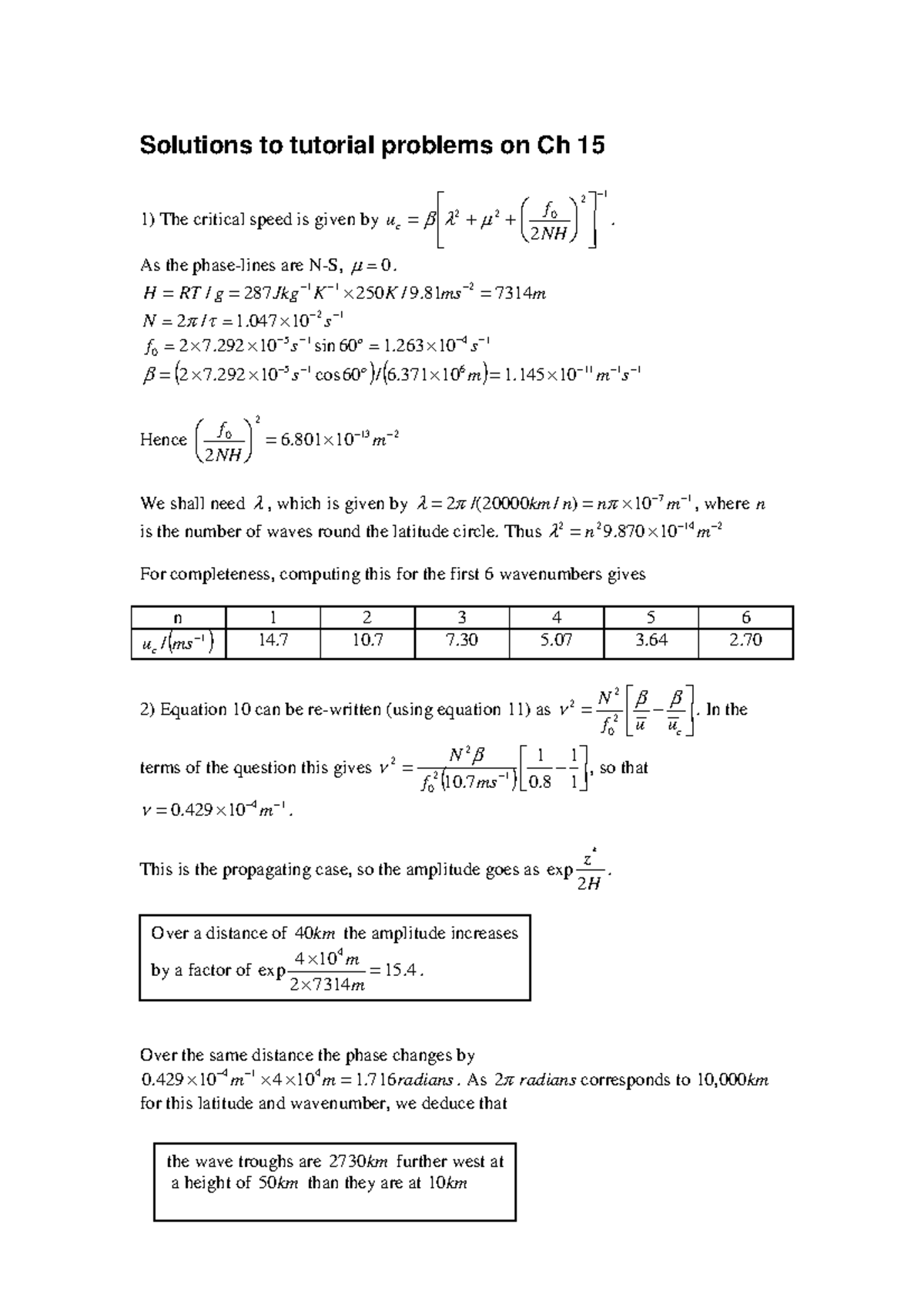 Tutorial 15 Solutions - Chapter 15 - Solutions To Tutorial Problems On ...