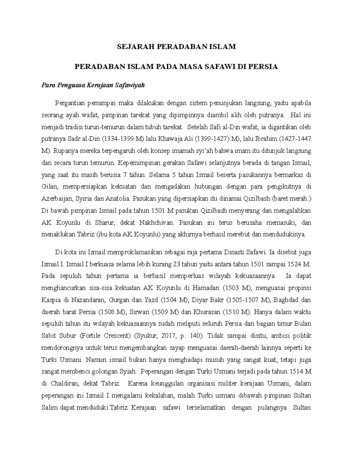 Para Penguasa Kerajaan Safawiyah - SEJARAH PERADABAN ISLAM PERADABAN ...