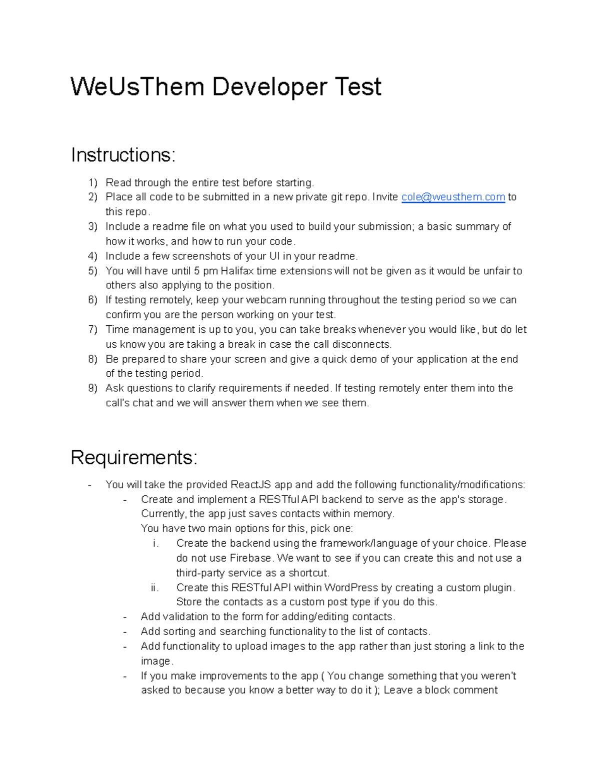 We Us Them Developer Test 2022 - WeUsThem Developer Test Instructions ...