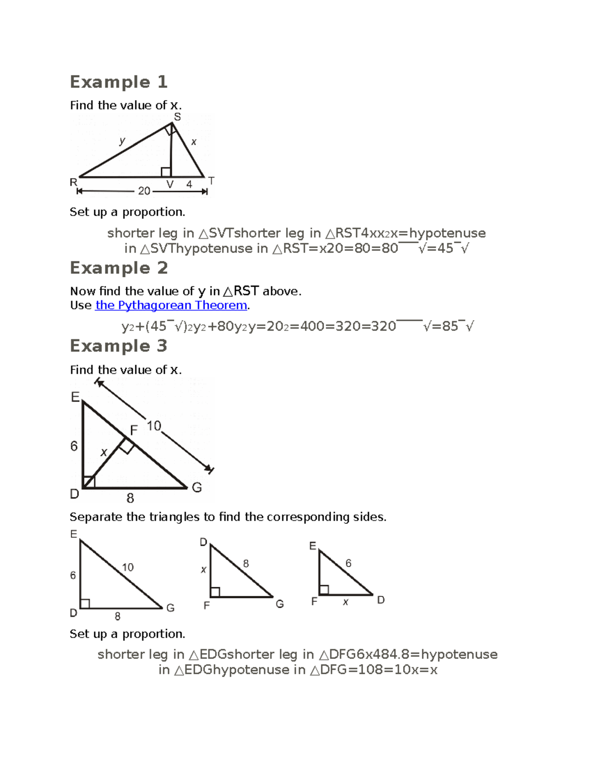 Math part 5 Notes Example 1 Find the value of x. Set up a