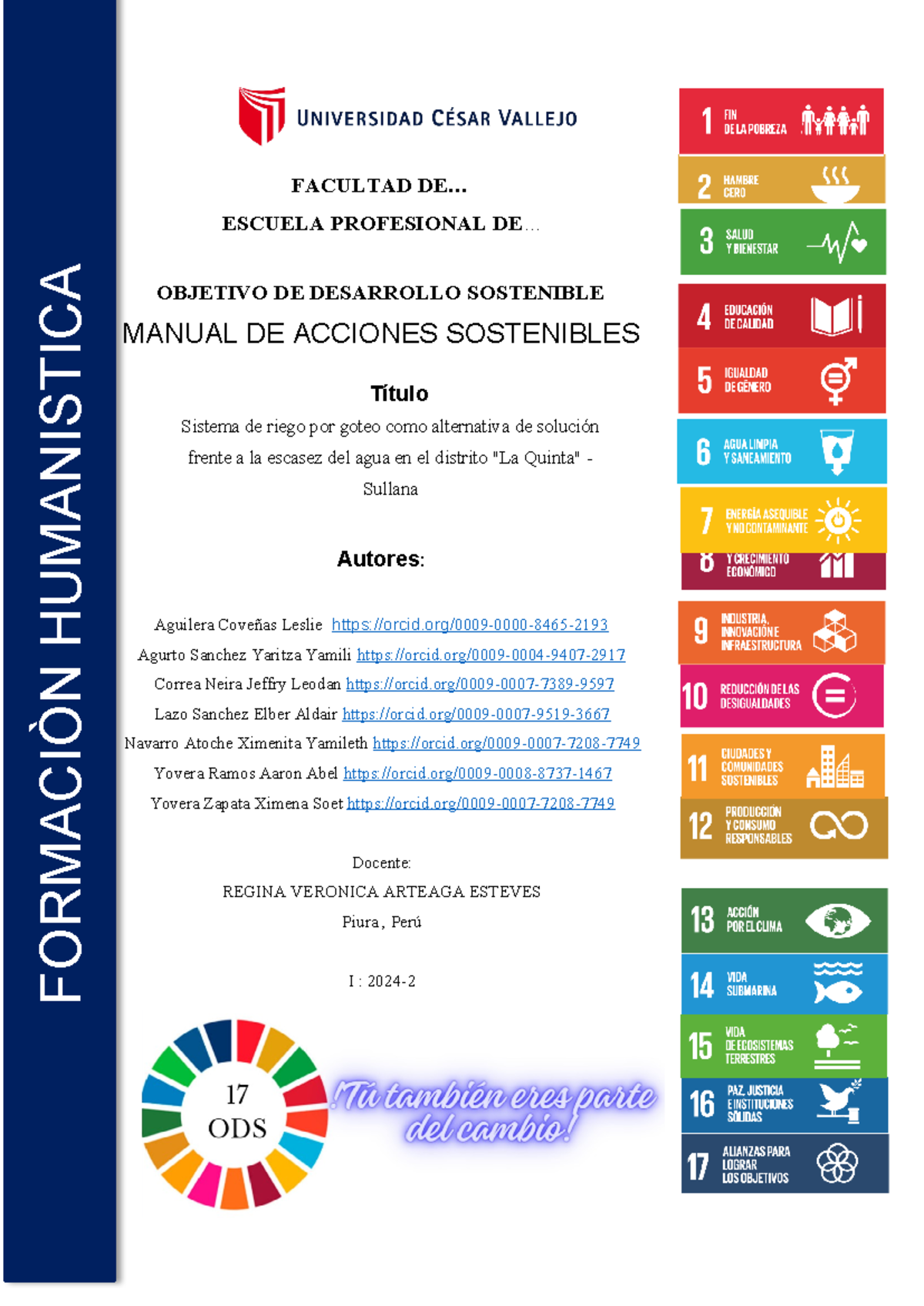 Manual de acciones sostenibles ODS - FACULTAD DE... ESCUELA PROFESIONAL ...