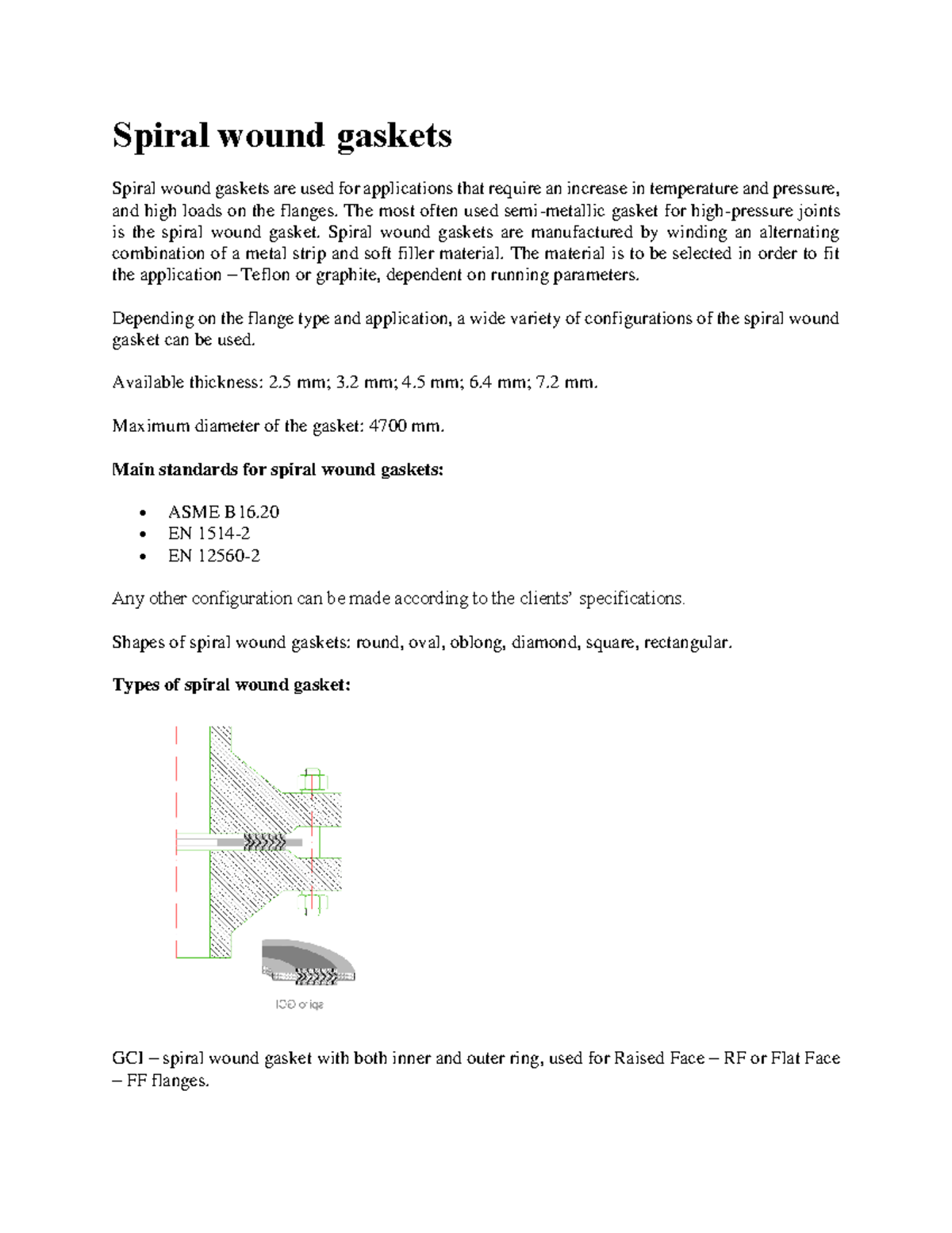 Spiral wound gaskets fara descriere Spiral wound gaskets Spiral