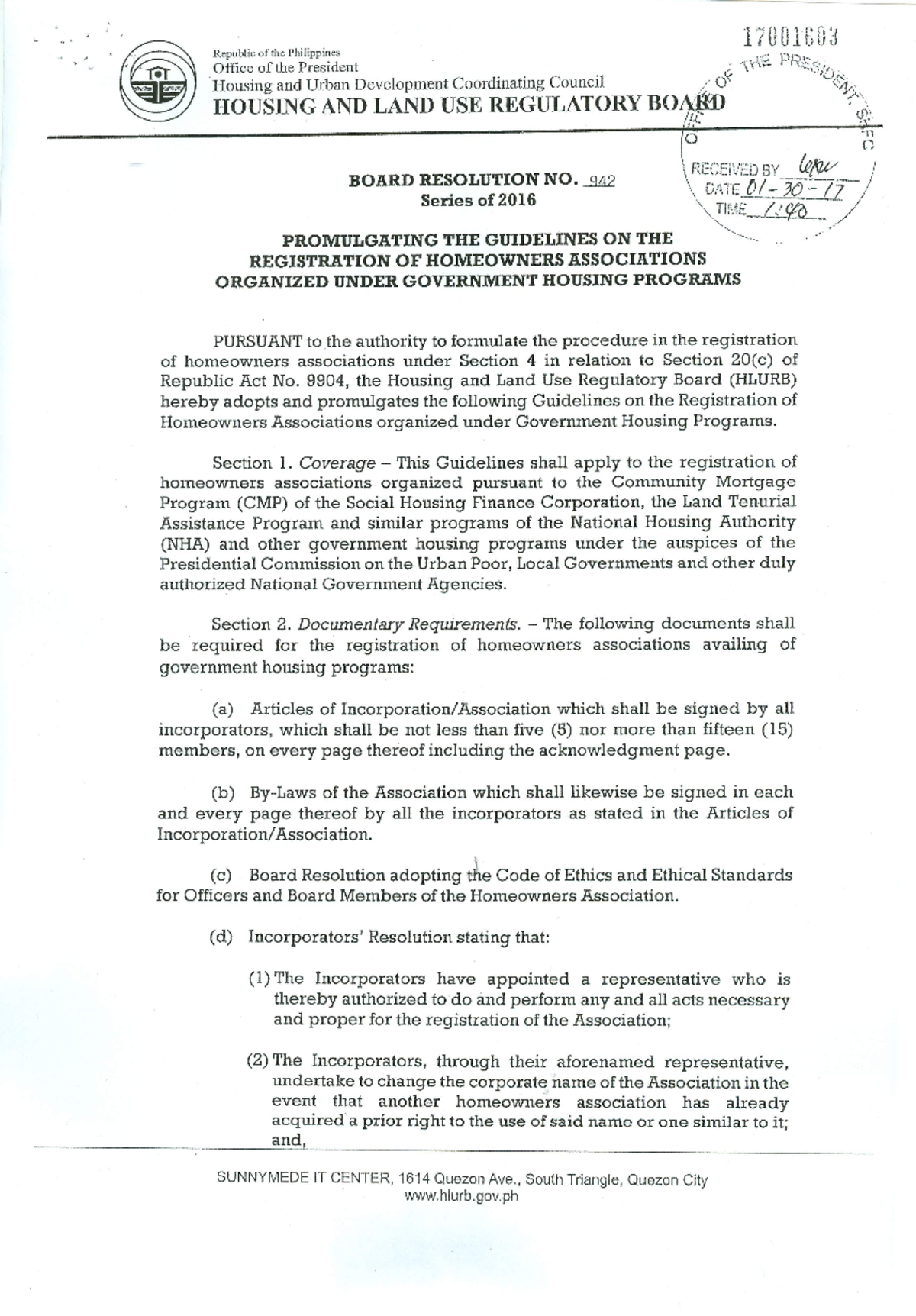 Hlurb board resolution 0001 - Batchelor in Secondary Education - Studocu
