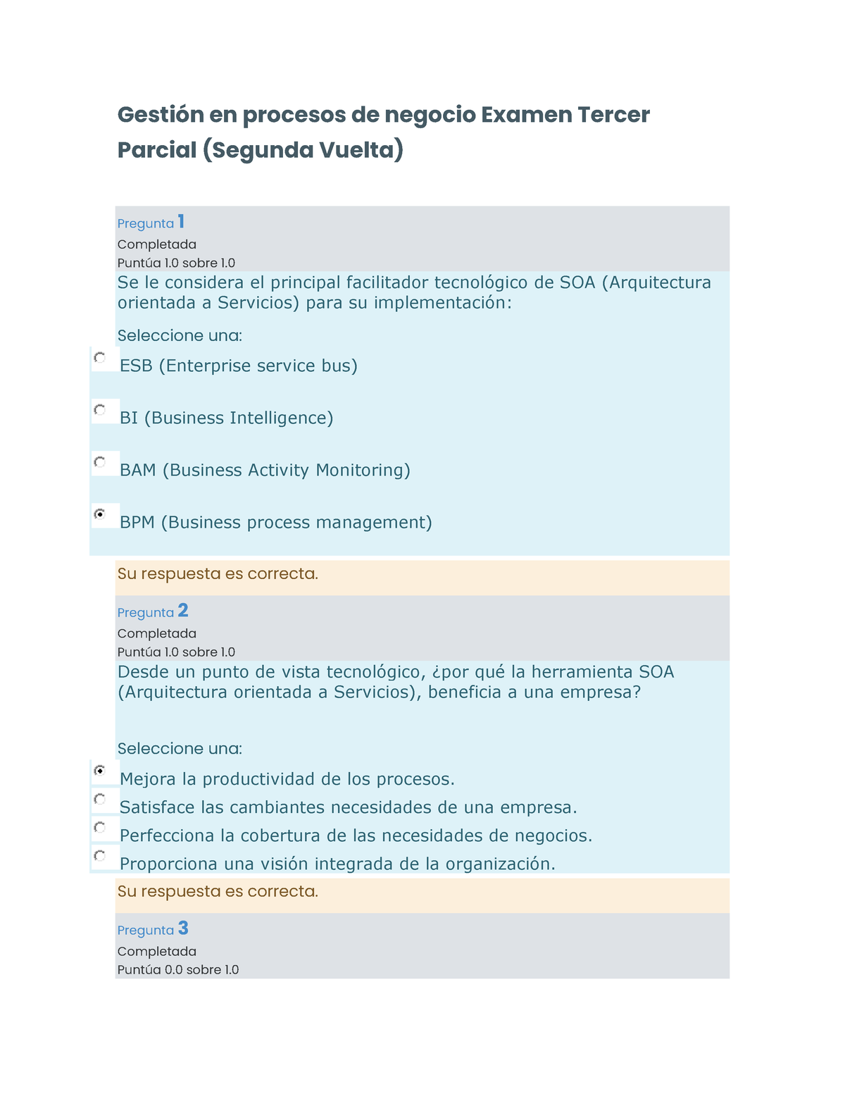 Gestión En Procesos De Negocio Examen Tercer Parcial - Gestión En ...