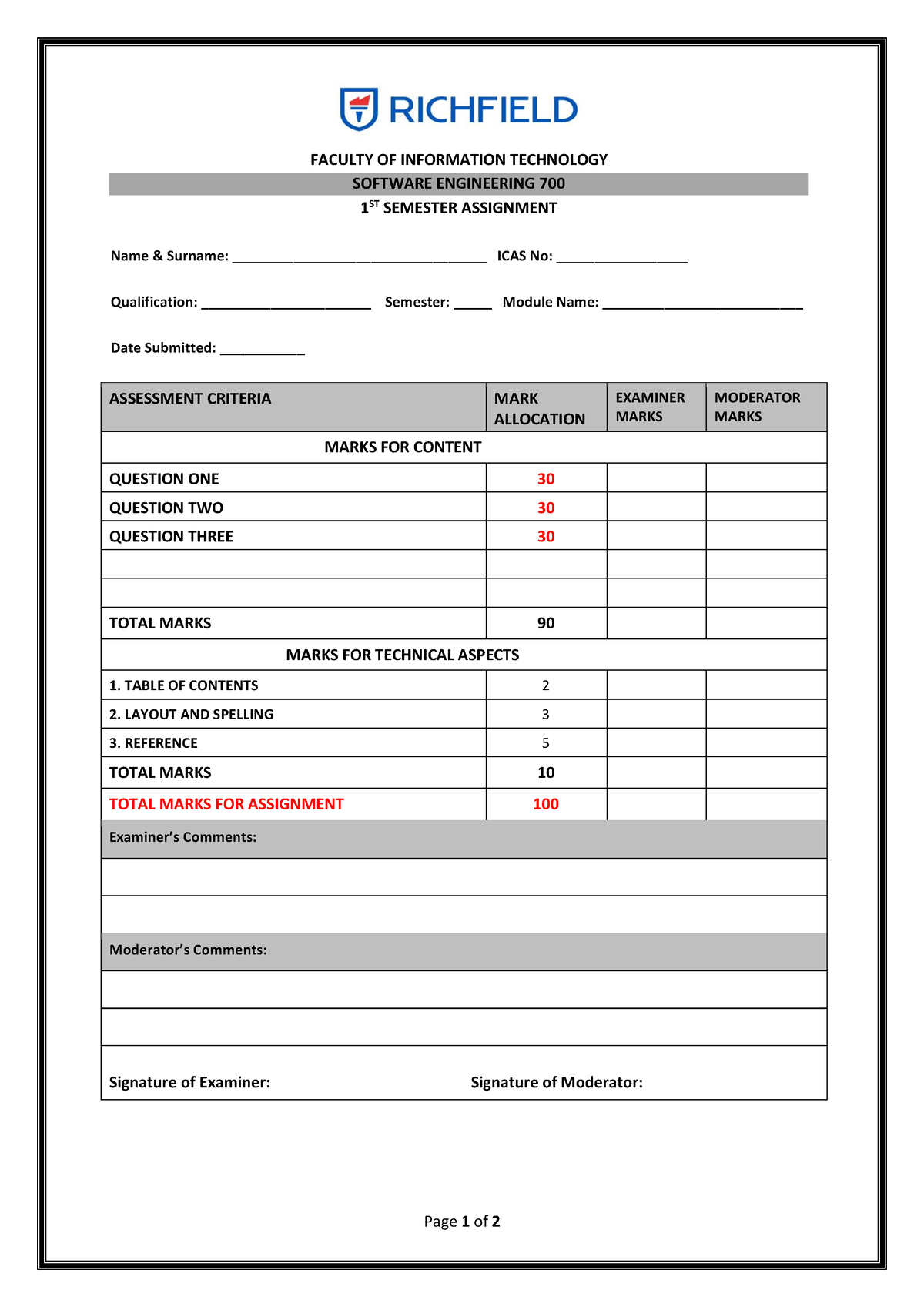 Software Eng 700 35ec60cec922ebd9b26d7adfc8a2ffb3 - Page 1 of 2 FACULTY ...