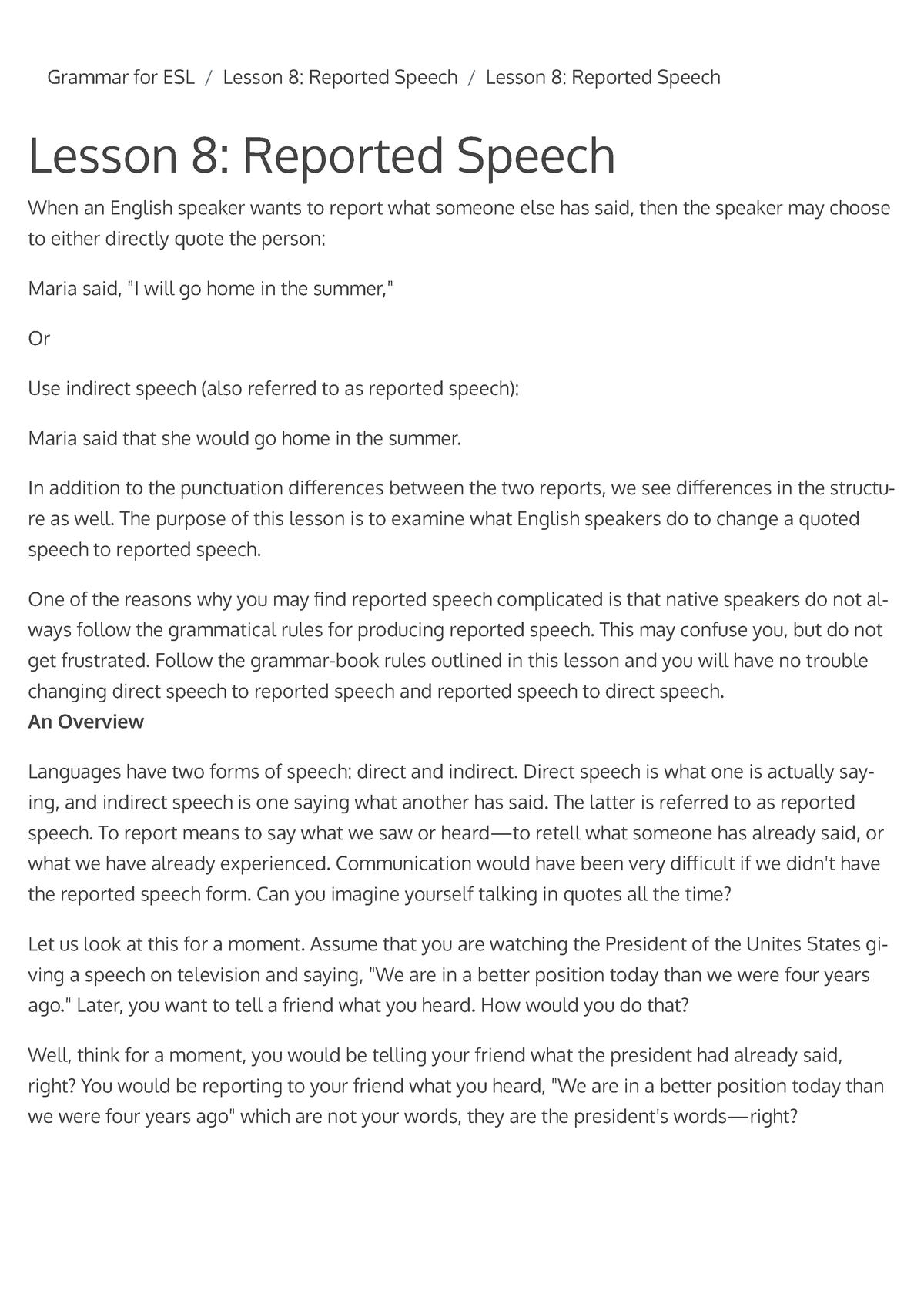 esl lesson plan reported speech