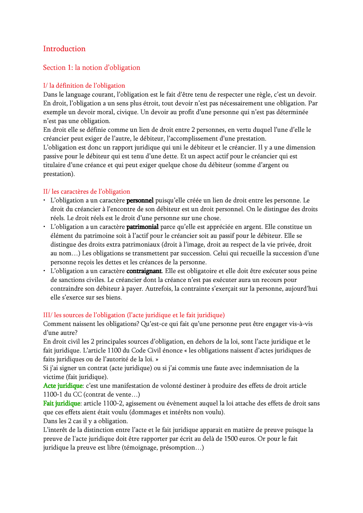 la notion d'obligation dissertation