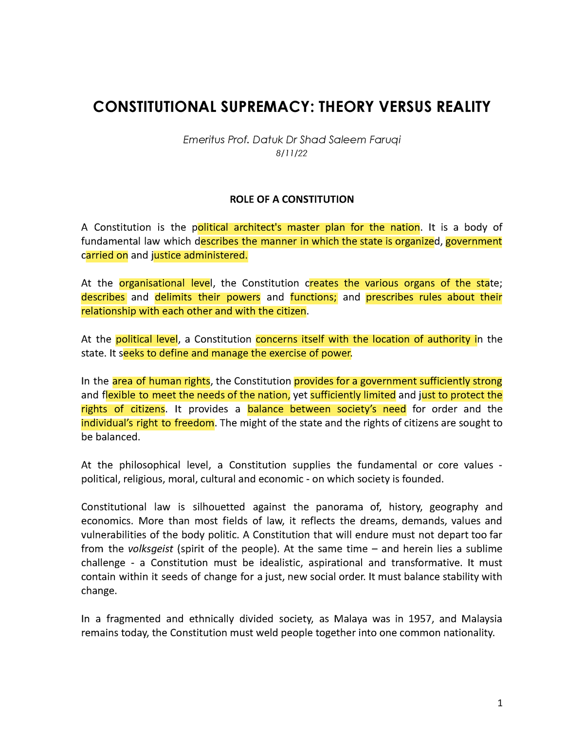 Constitutional Supremacy Theory V Reality Nov 2022 - CONSTITUTIONAL ...