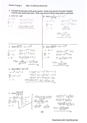 Exam 1 Study Guide STUDENT WORK - MATH 95 3 Study Guide for MATH 115 ...