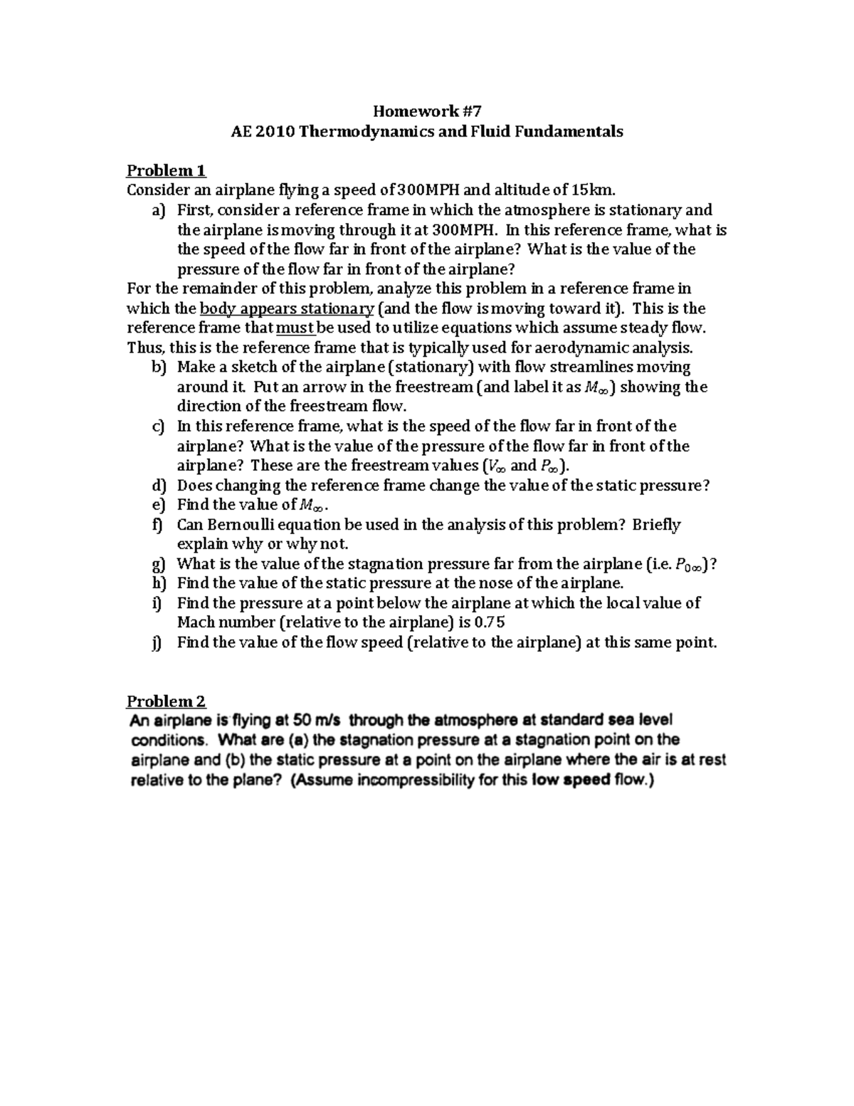 HW 7 - Homework - Homework # AE 2010 Thermodynamics and Fluid ...
