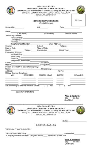Student Directory Form - Application No.: Student ID No.: Course ...