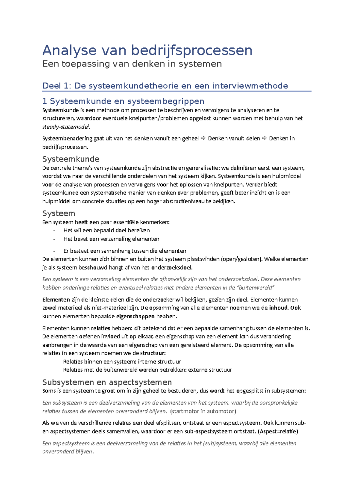 Samenvatting Van Hoofdstuk 1 T/m 4 Van Het Boek - Analyse Van ...