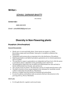 life cycle of a non flowering plant