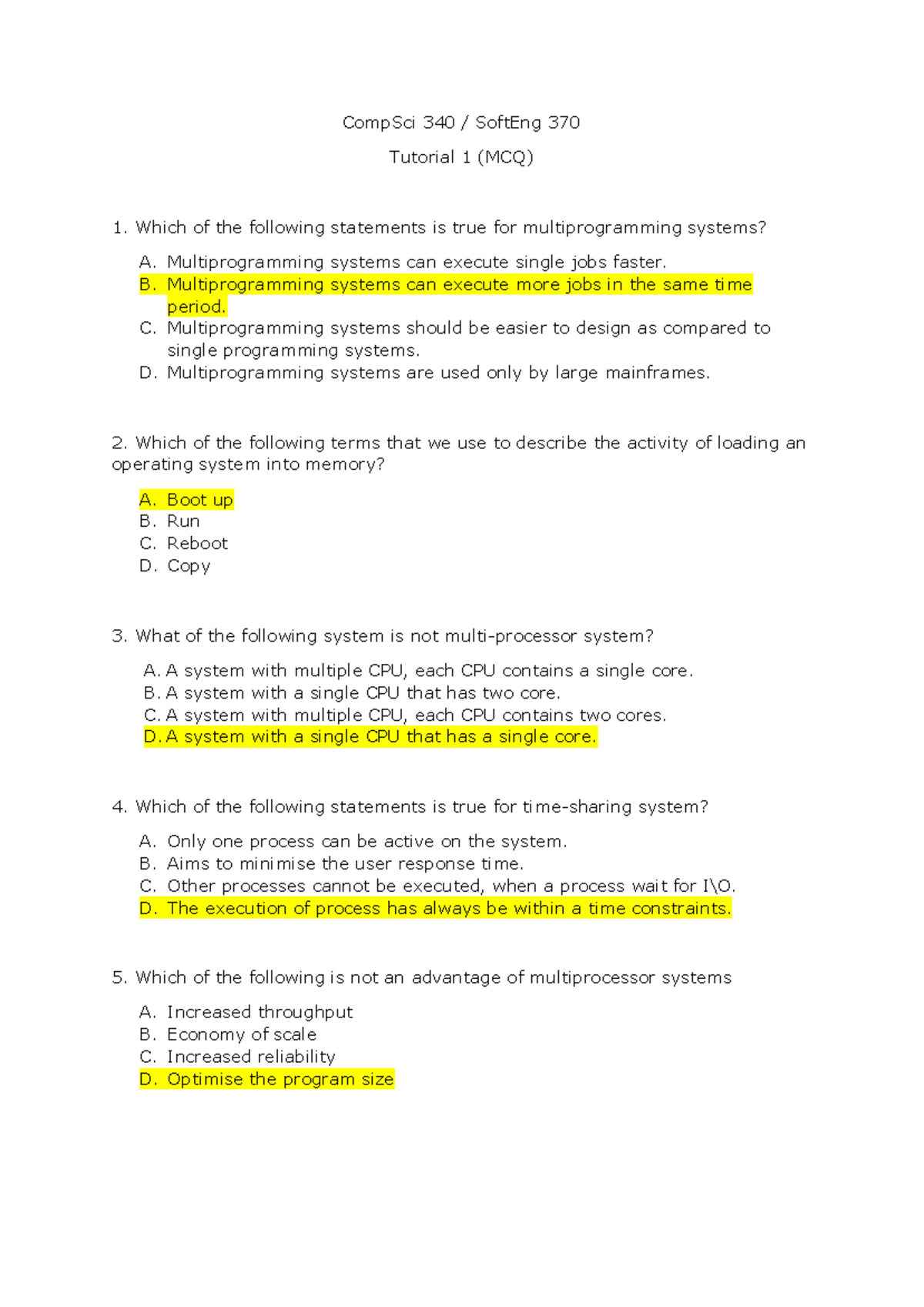 Tutorial 1 Mcq Answers Compsci 340 Softeng 370 Tutorial 1 Mcq 1 Hot Sex Picture 