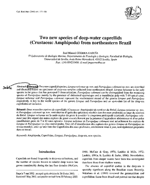 Caprellids from sandy bottoms-Gibraltar - Hydrobiologia 448: 181–192 ...