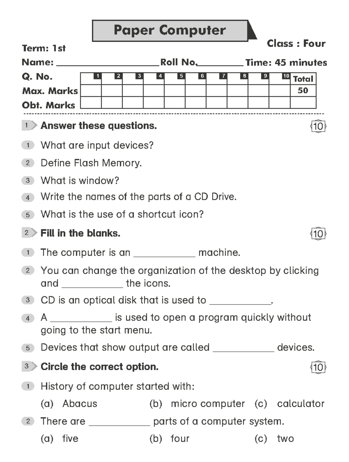 1st Term Computer 4 - 1 Answer these questions. 10 1 What are input ...