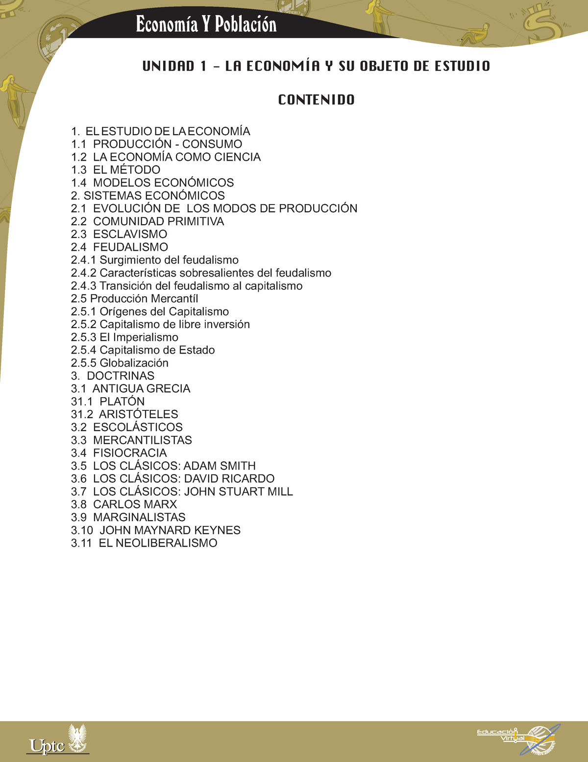 Estudio DE LA Economia - UNIDAD 1 - LA ECONOMÍA Y SU OBJETO DE ESTUDIO ...