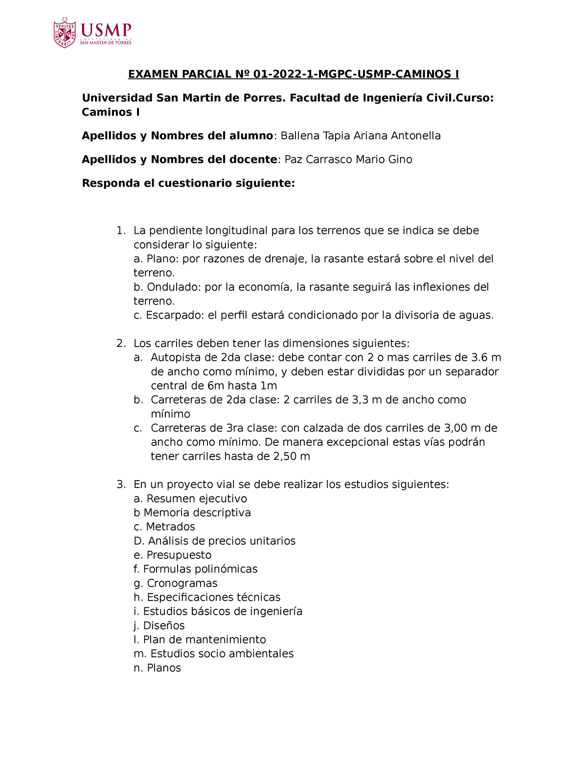 Examen Parcial Nº 01-2021-2-MGPC- Caminos (1) - EXAMEN PARCIAL Nº 01 ...