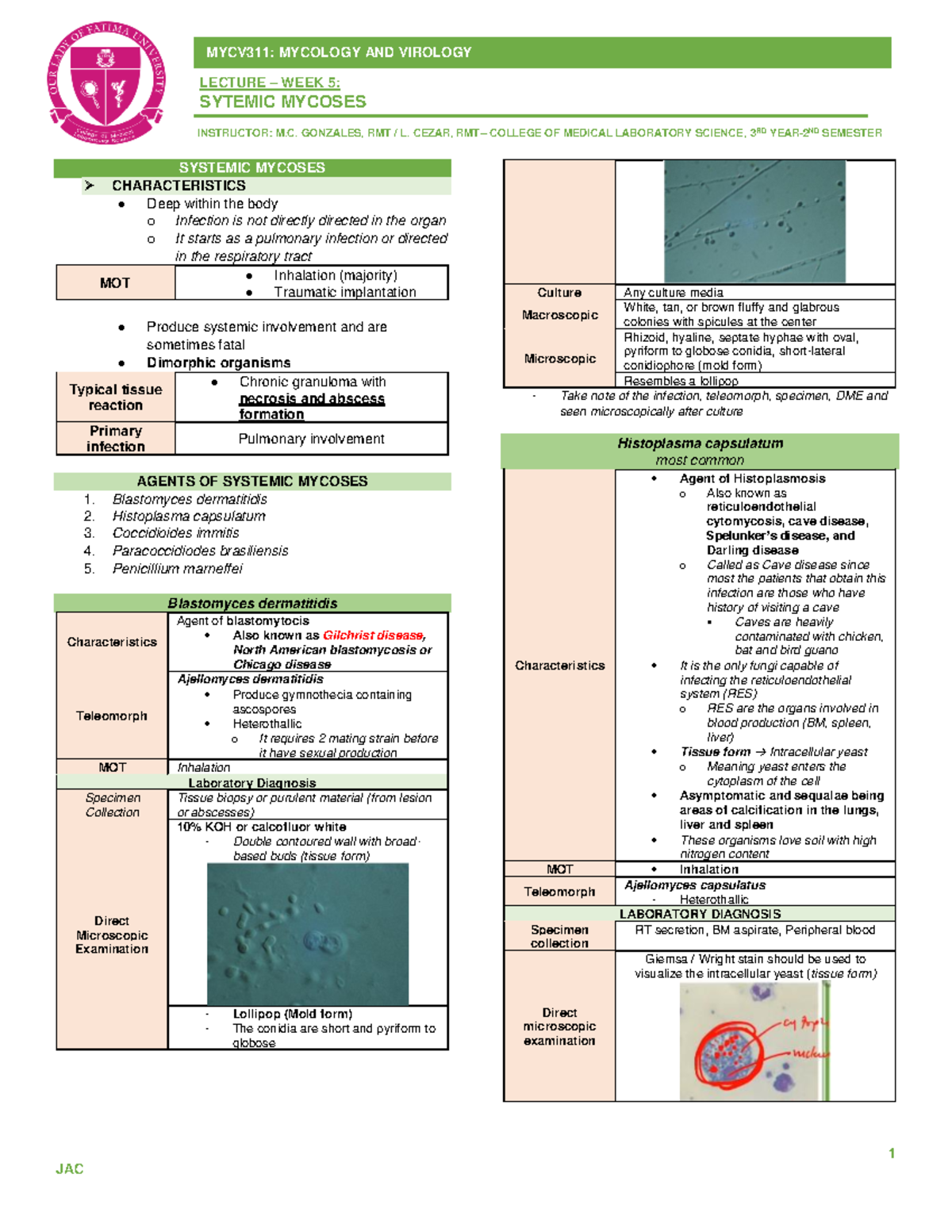 Lec Week 4b MYCV311 - M.C.G - 1 JAC MYCV311: MYCOLOGY AND VIROLOGY ...